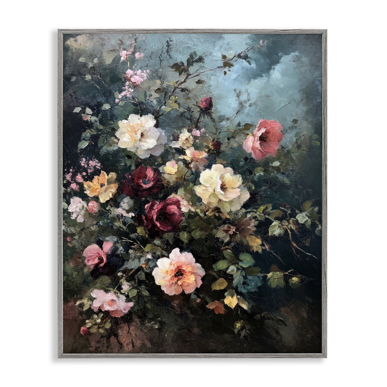 Stupell Industries Moody Dark Bouquet Framed Giclee Wall Art Design by Petal Prints Design
